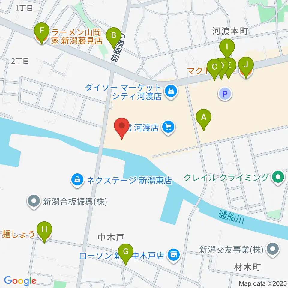 河渡総合センター ヤマハミュージック周辺のファミレス・ファーストフード一覧地図