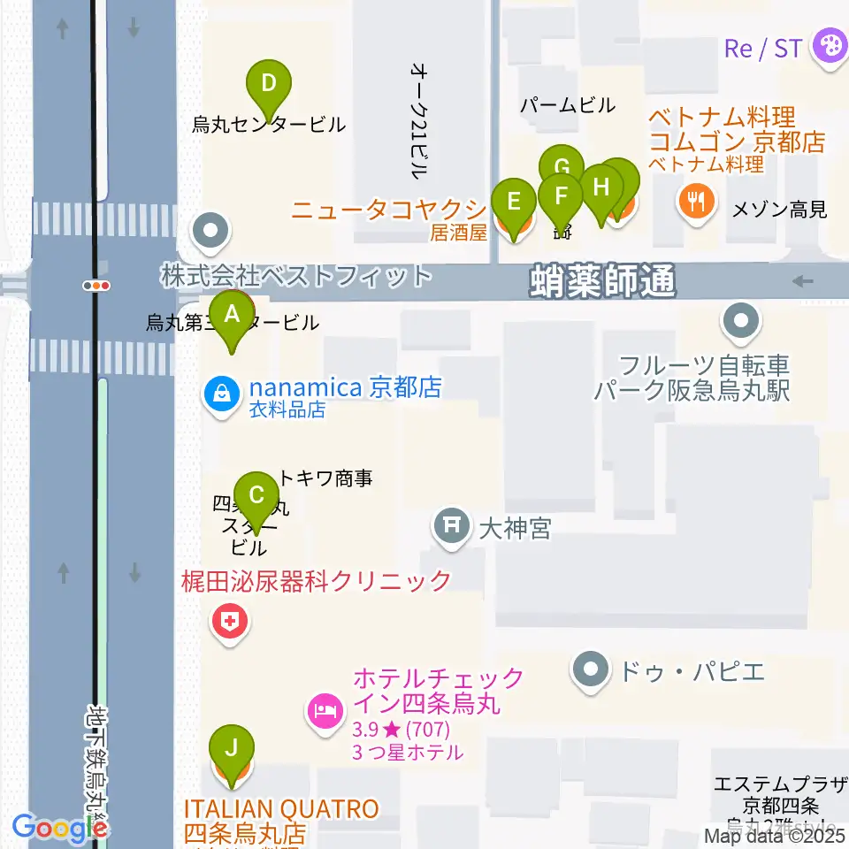AKKUN’S周辺のファミレス・ファーストフード一覧地図