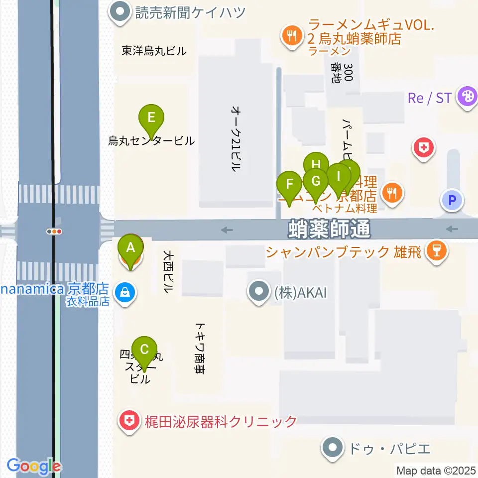 AKKUN’S周辺のファミレス・ファーストフード一覧地図