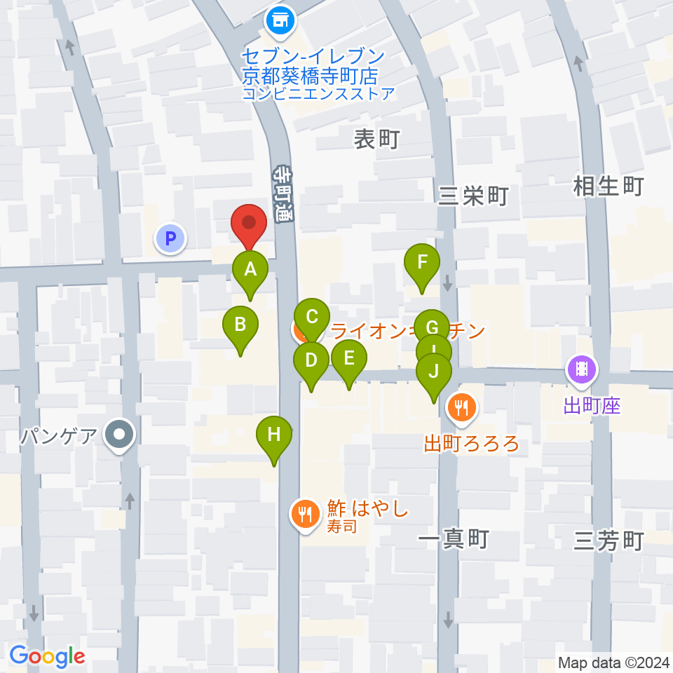 イチイヒロキ Violin Shop周辺のファミレス・ファーストフード一覧地図