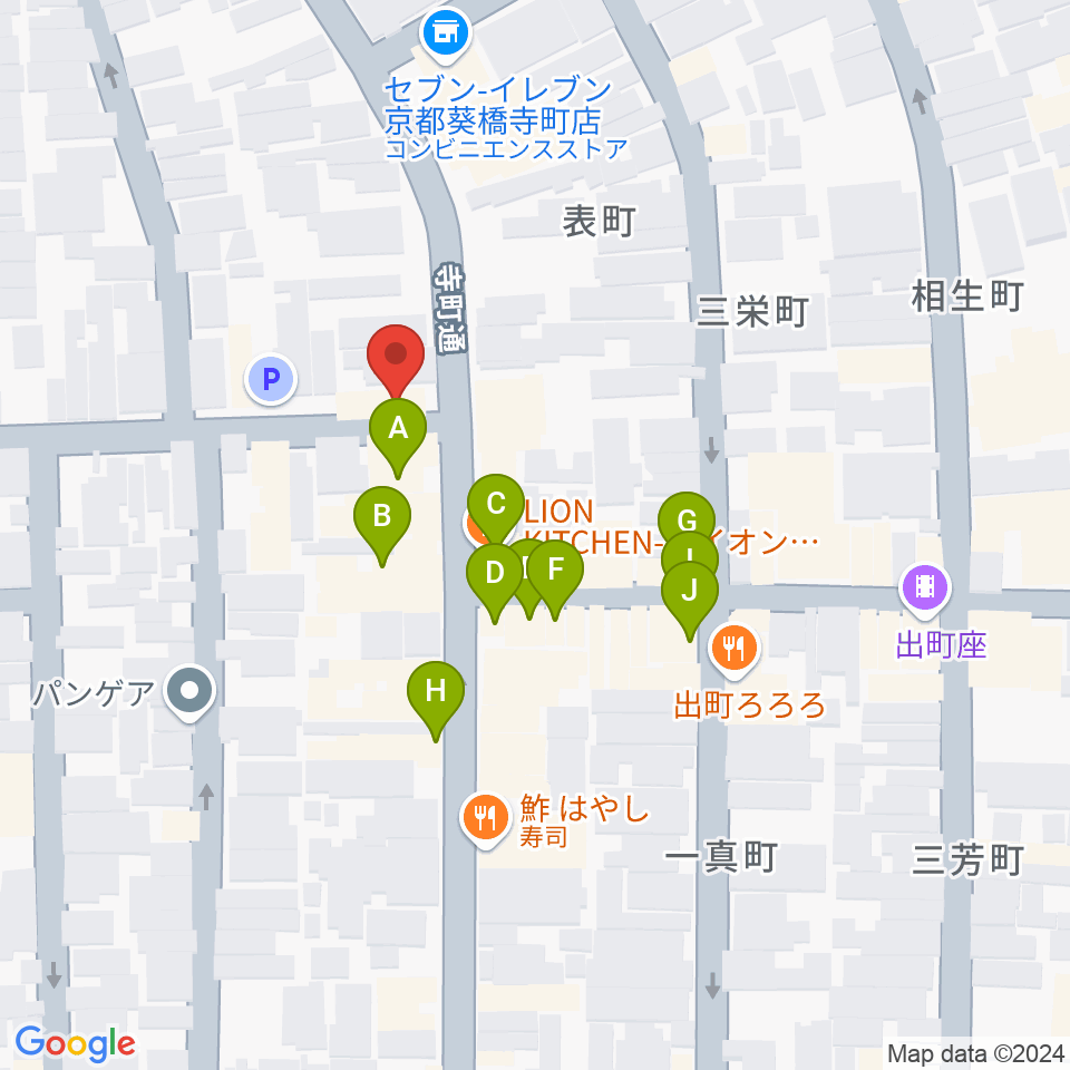 イチイヒロキ Violin Shop周辺のファミレス・ファーストフード一覧地図