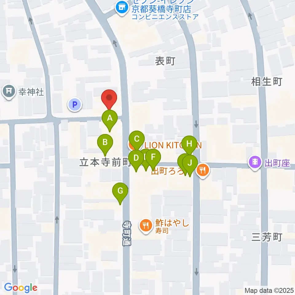 イチイヒロキ Violin Shop周辺のファミレス・ファーストフード一覧地図