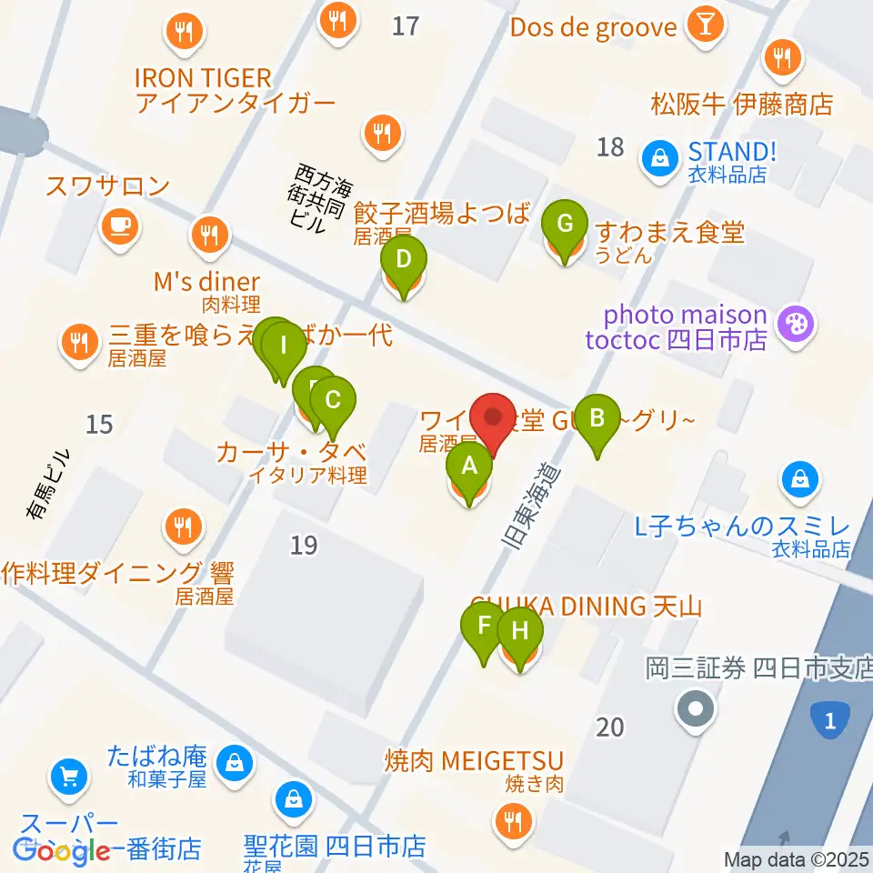 コスモ楽器周辺のファミレス・ファーストフード一覧地図
