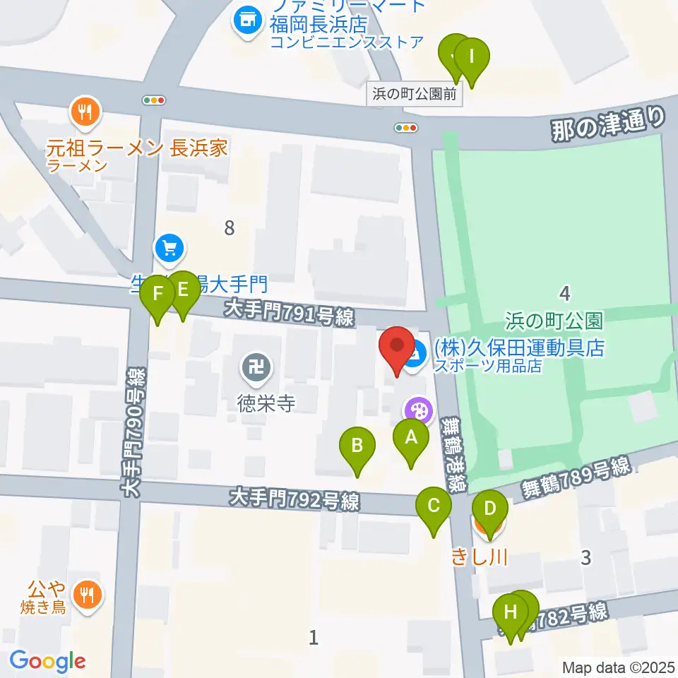 音楽塾ヴォイス福岡本校周辺のファミレス・ファーストフード一覧地図