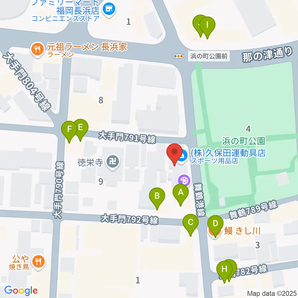 音楽塾ヴォイス福岡本校周辺のファミレス・ファーストフード一覧地図