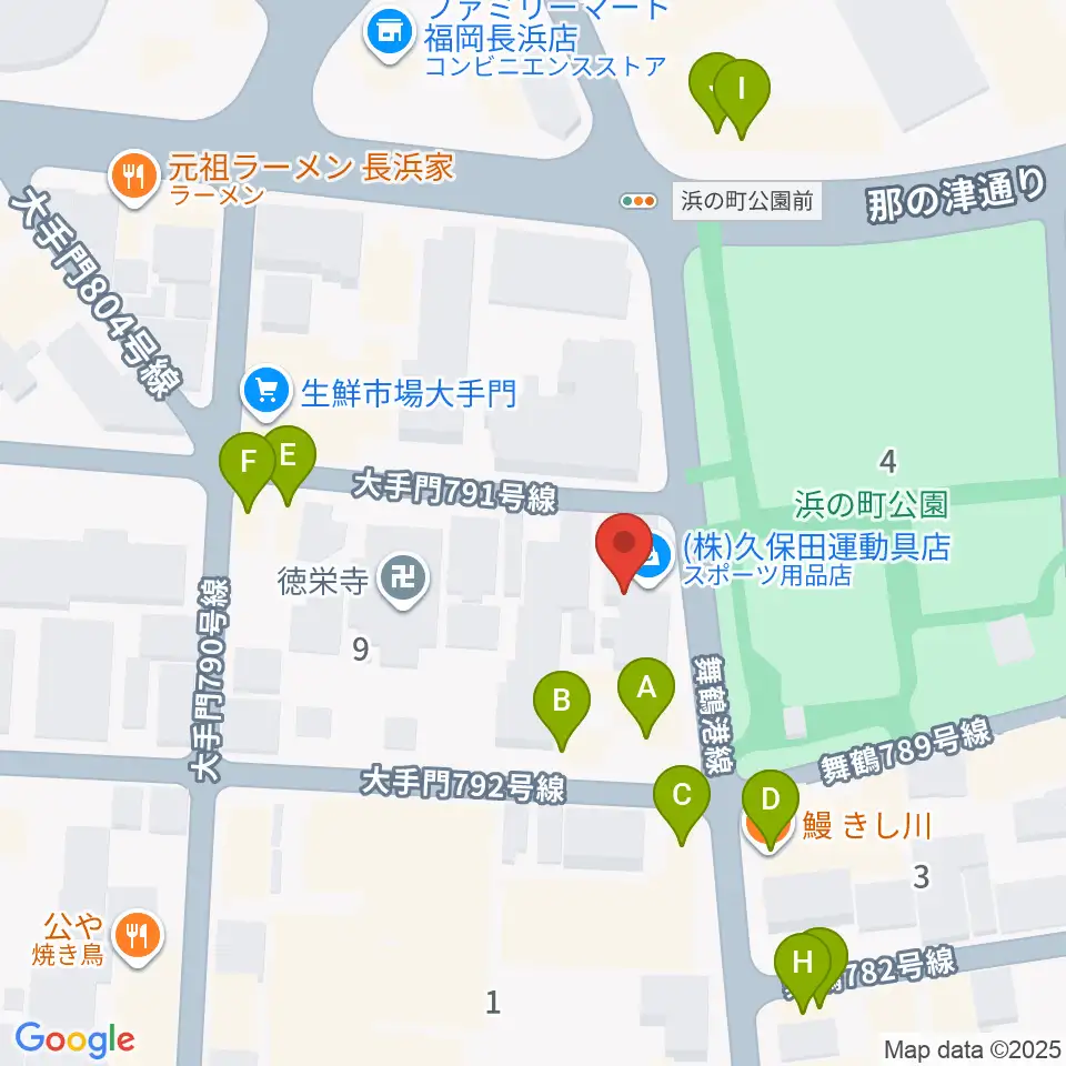 音楽塾ヴォイス福岡本校周辺のファミレス・ファーストフード一覧地図