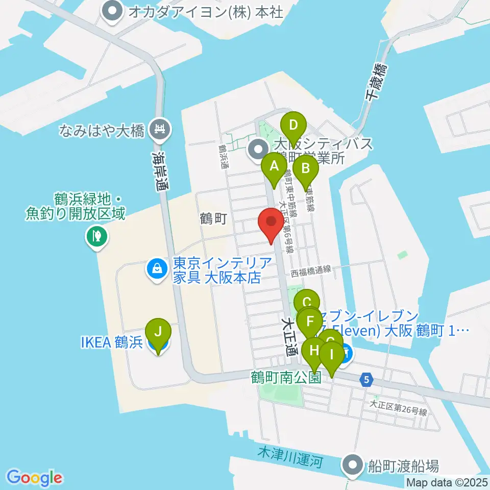 西部ピアノ大阪周辺のファミレス・ファーストフード一覧地図