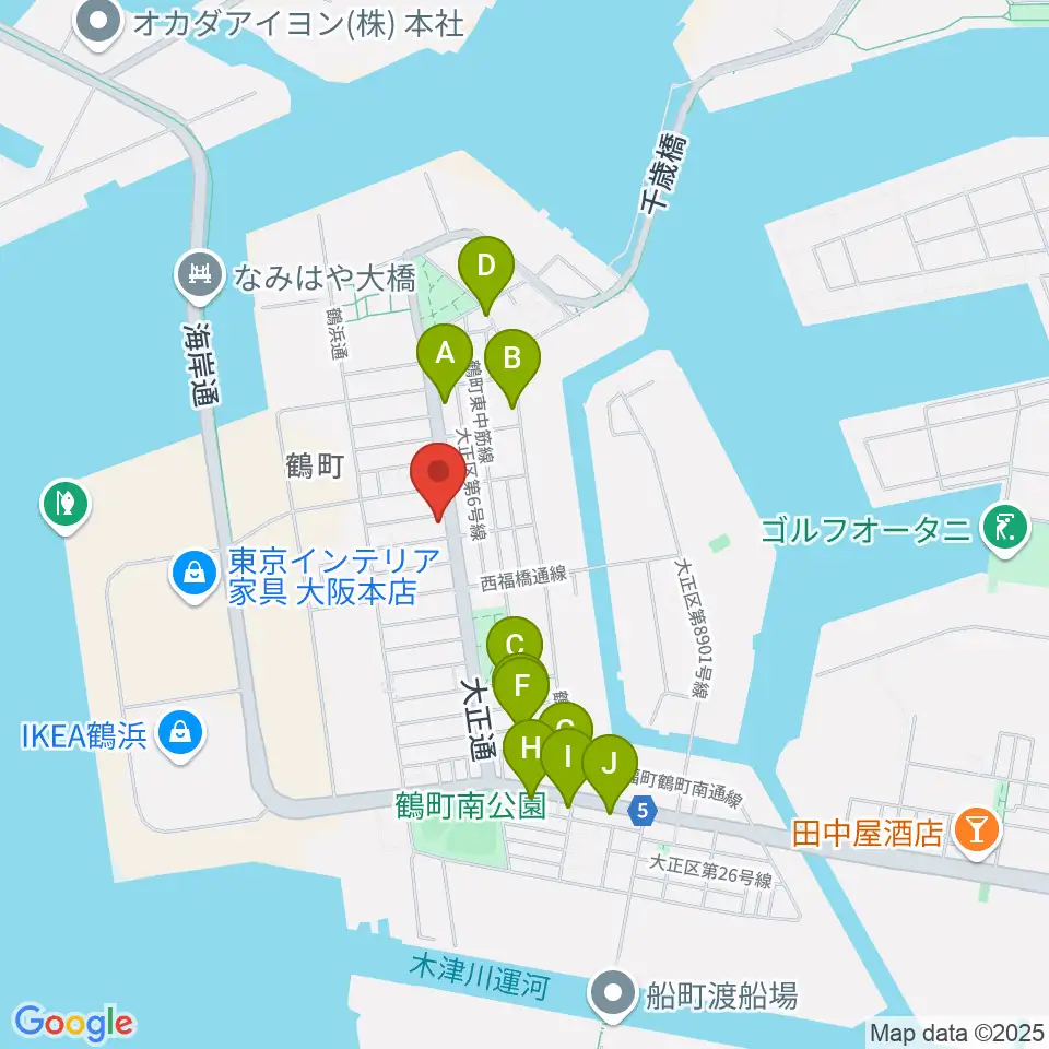 西部ピアノ大阪周辺のファミレス・ファーストフード一覧地図