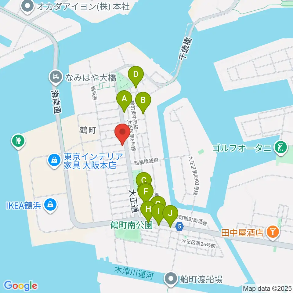 西部ピアノ大阪周辺のファミレス・ファーストフード一覧地図
