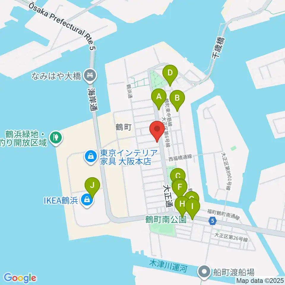 西部ピアノ大阪周辺のファミレス・ファーストフード一覧地図