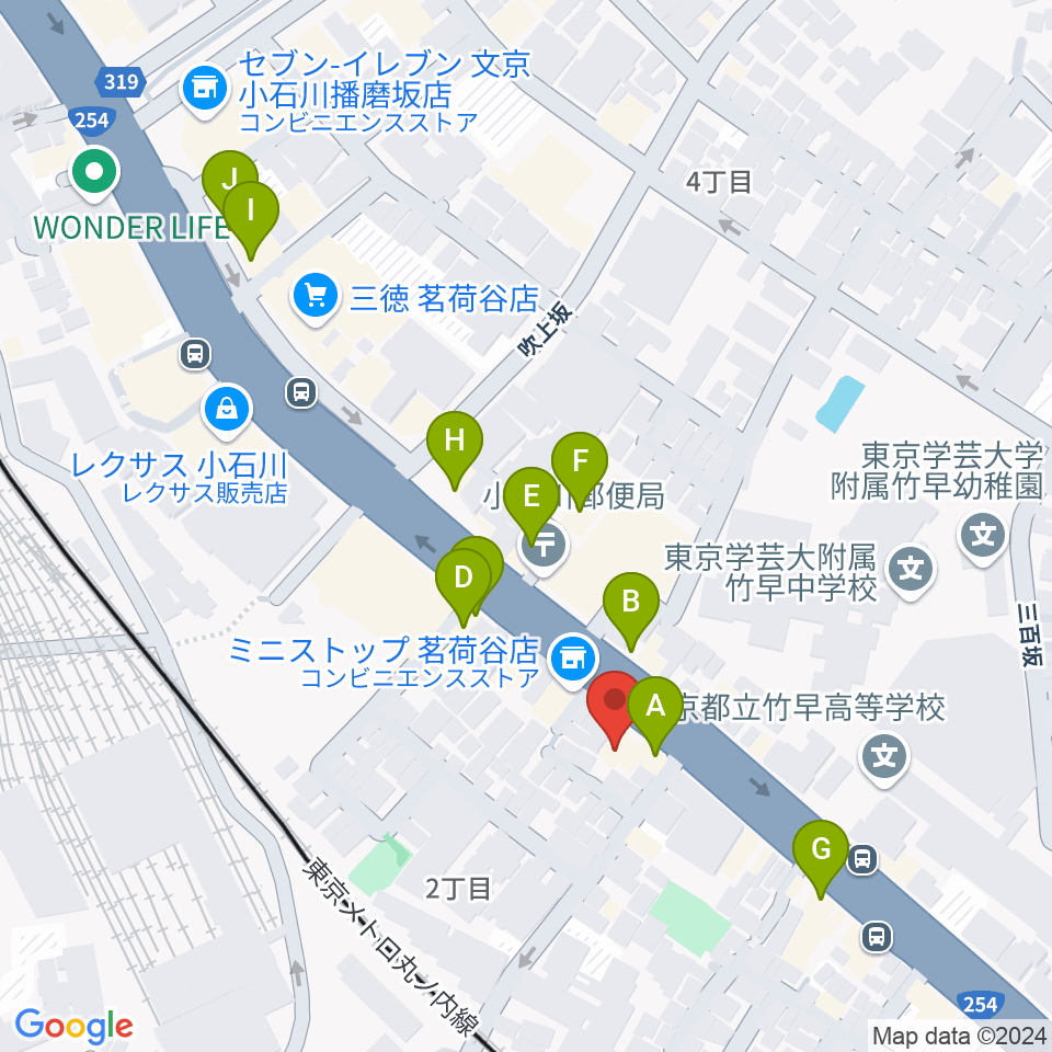 西部ピアノ東京周辺のファミレス・ファーストフード一覧地図