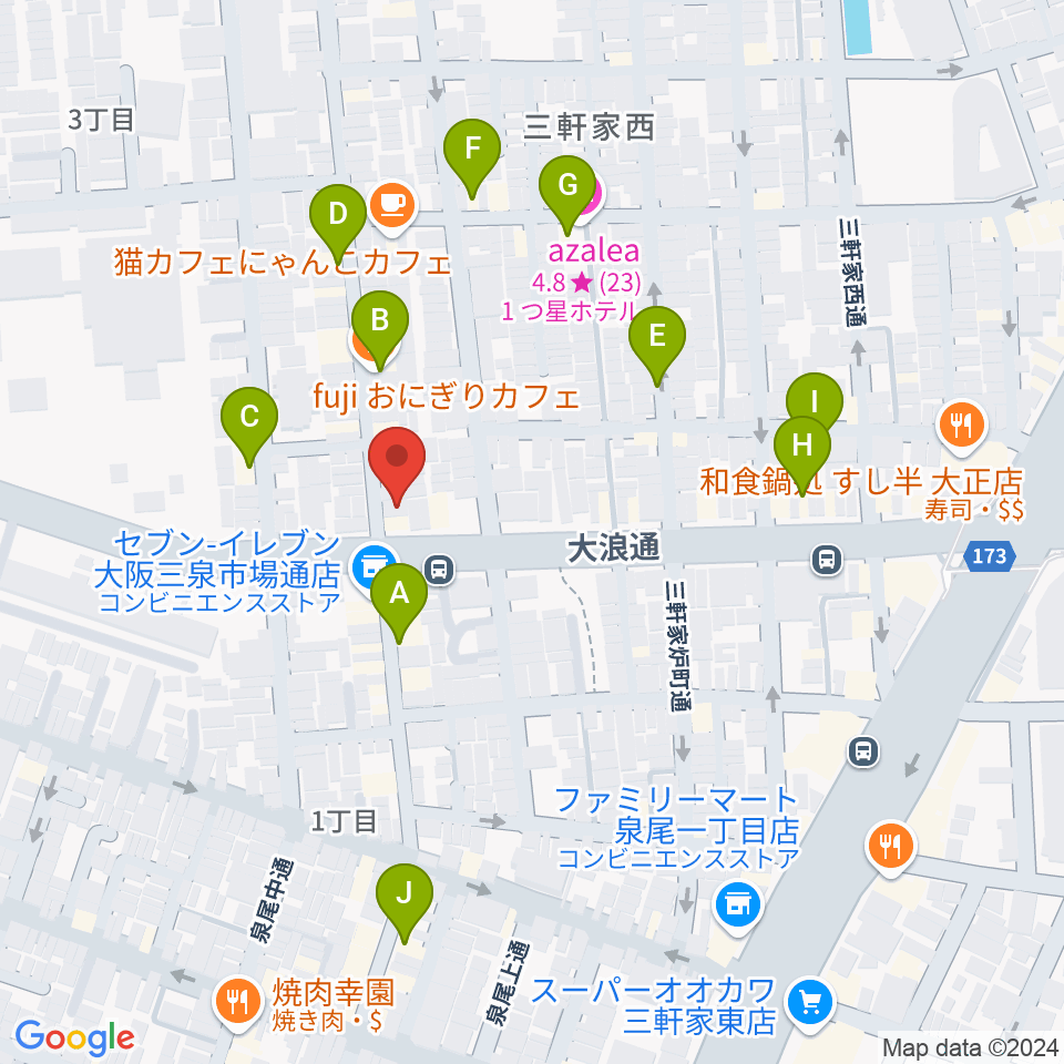 西部ピアノ音楽教室周辺のファミレス・ファーストフード一覧地図