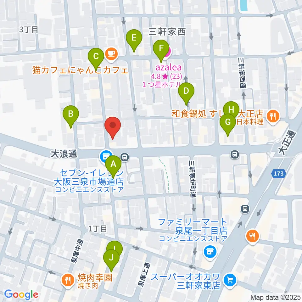 西部ピアノ音楽教室周辺のファミレス・ファーストフード一覧地図