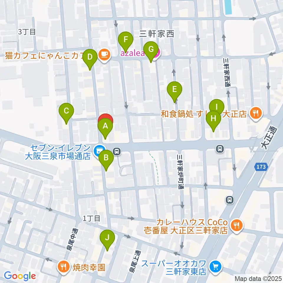 西部ピアノ音楽教室周辺のファミレス・ファーストフード一覧地図