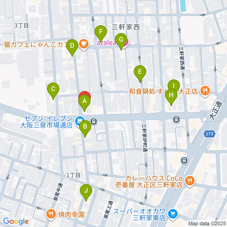 西部ピアノ音楽教室周辺のファミレス・ファーストフード一覧地図