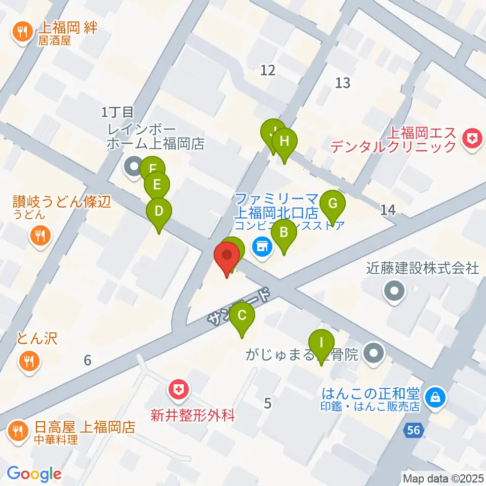 スカイワードミュージックスクール周辺のファミレス・ファーストフード一覧地図