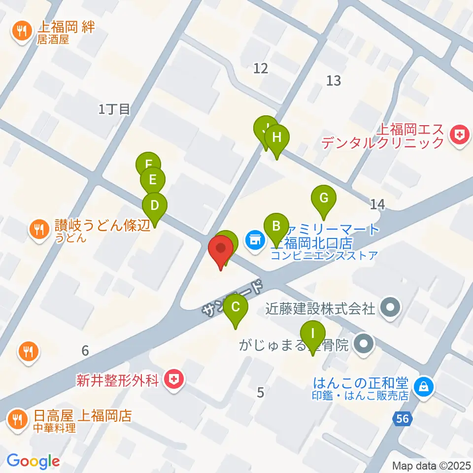 スカイワードミュージックスクール周辺のファミレス・ファーストフード一覧地図