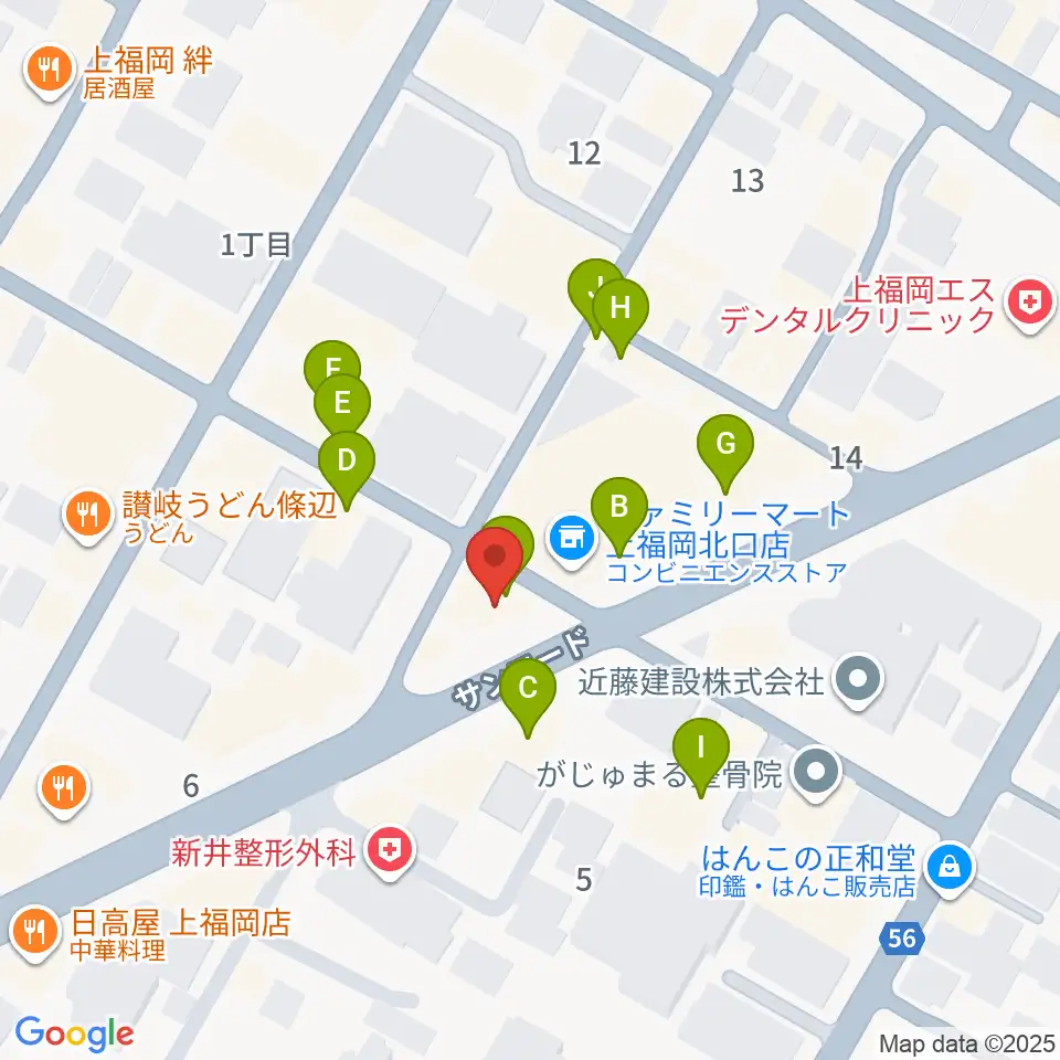 スカイワードミュージックスクール周辺のファミレス・ファーストフード一覧地図