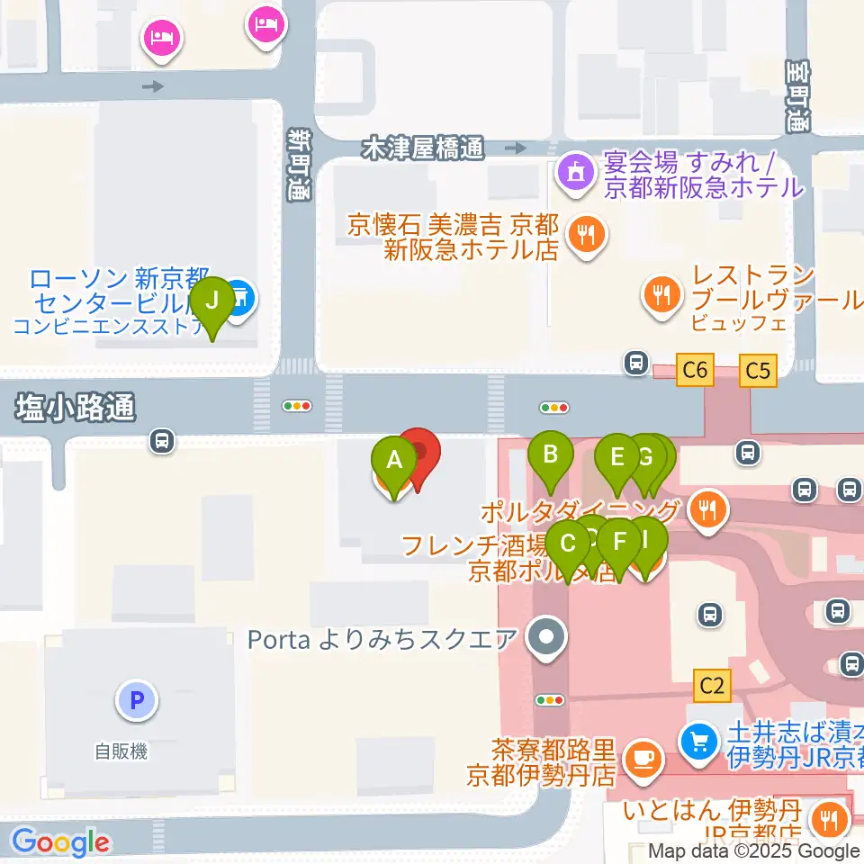 JEUGIAハーモニーステーション京都駅前周辺のファミレス・ファーストフード一覧地図