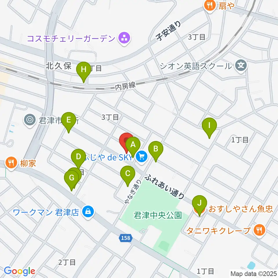 音楽教室ピアチェーレ周辺のファミレス・ファーストフード一覧地図