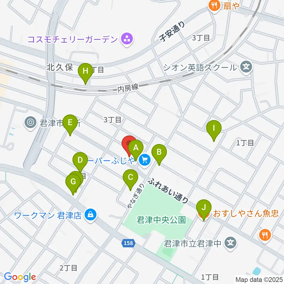 音楽教室ピアチェーレ周辺のファミレス・ファーストフード一覧地図