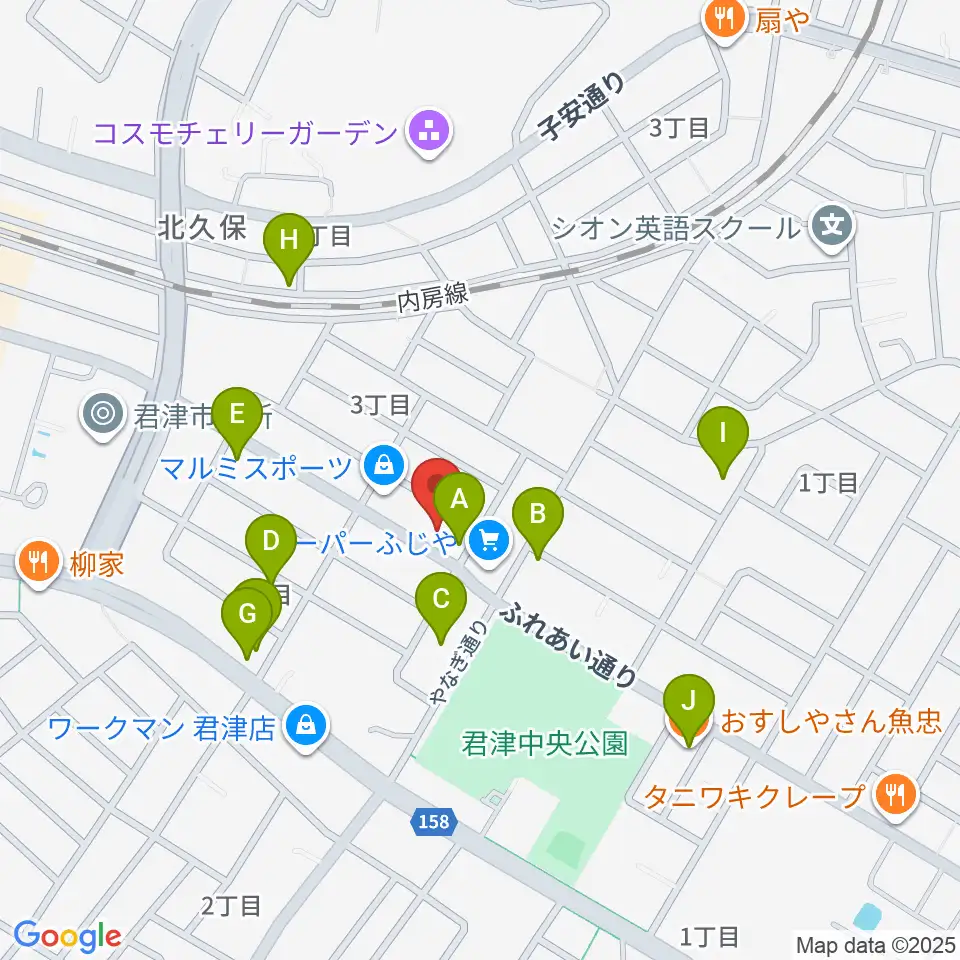 音楽教室ピアチェーレ周辺のファミレス・ファーストフード一覧地図