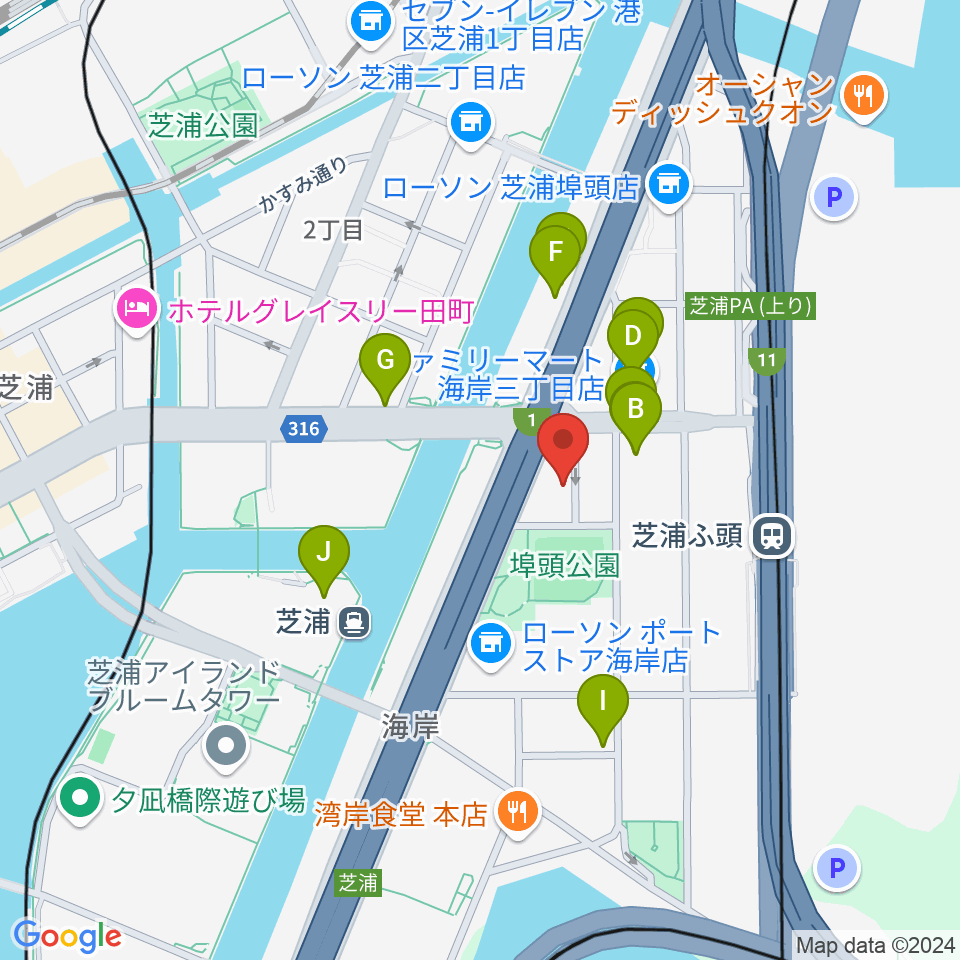 ピアノ運送株式会社周辺のファミレス・ファーストフード一覧地図