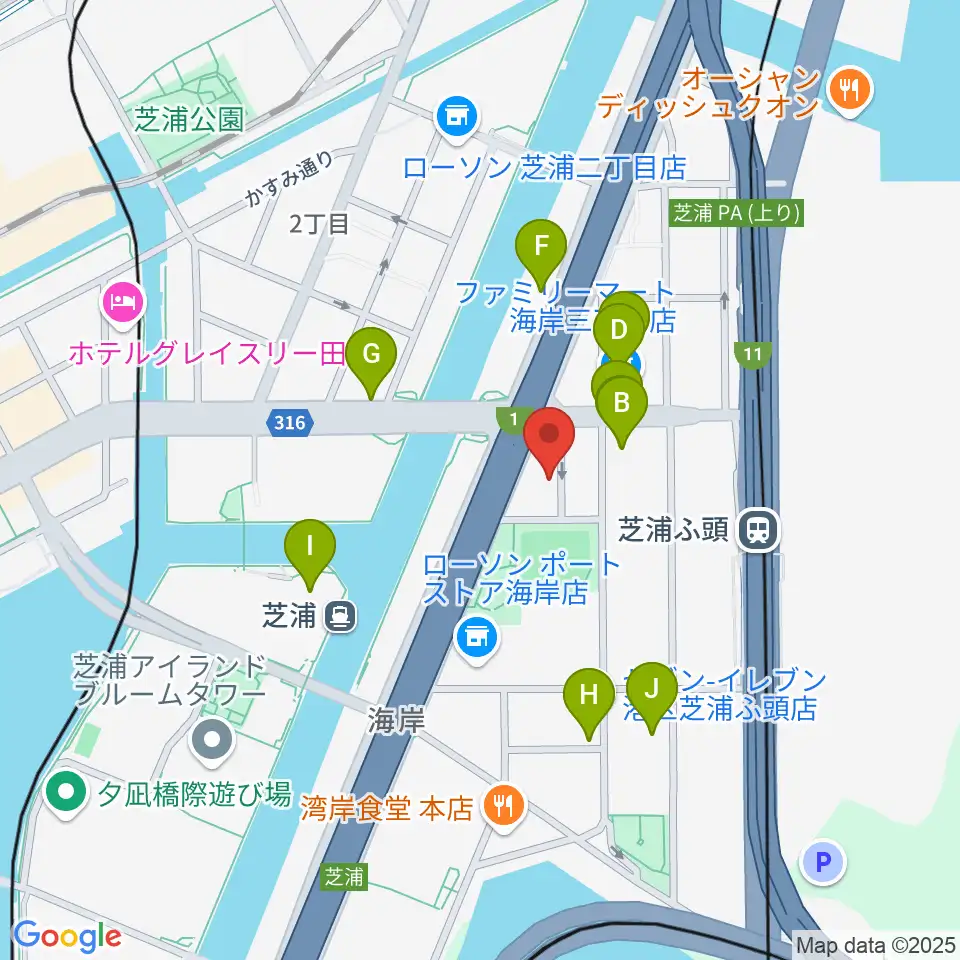 ピアノ運送株式会社周辺のファミレス・ファーストフード一覧地図