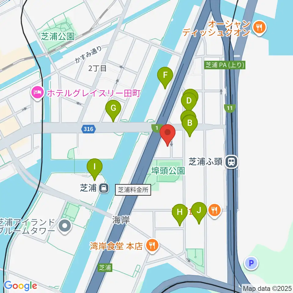 ピアノ運送株式会社周辺のファミレス・ファーストフード一覧地図