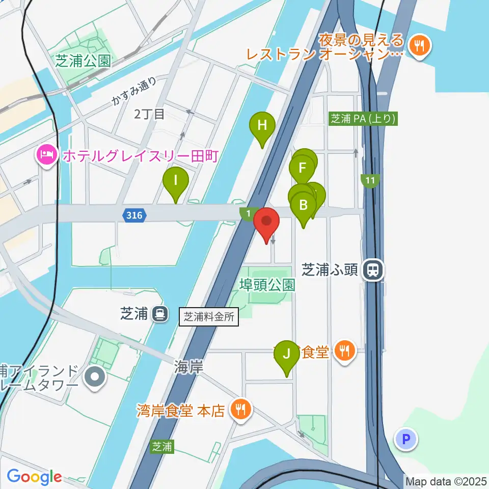 ピアノ運送株式会社周辺のファミレス・ファーストフード一覧地図