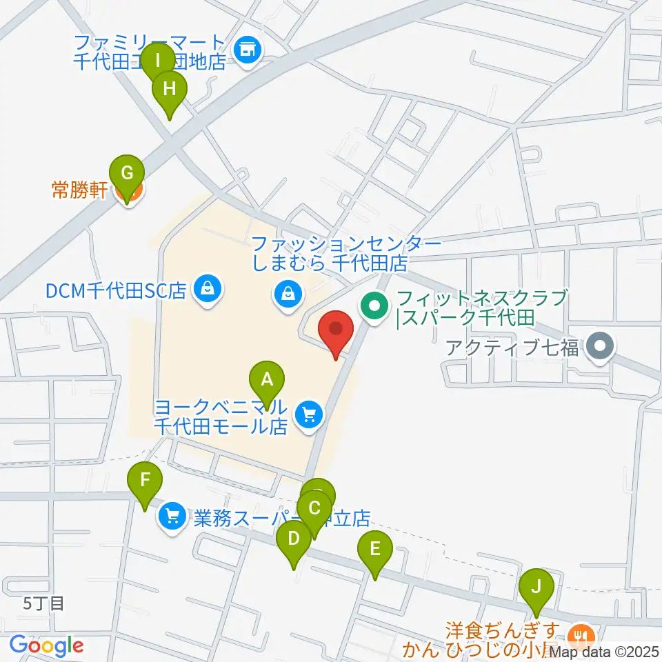 かすみがうらセンター ヤマハミュージック周辺のファミレス・ファーストフード一覧地図