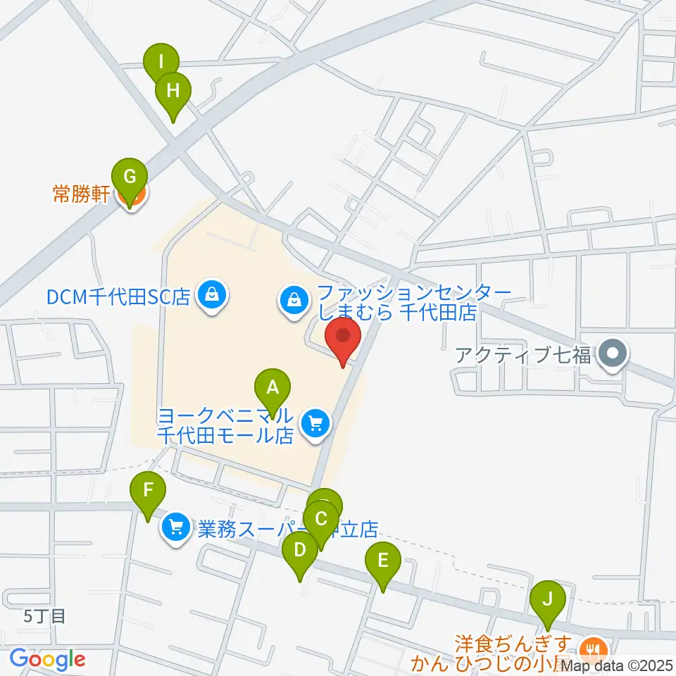 かすみがうらセンター ヤマハミュージック周辺のファミレス・ファーストフード一覧地図