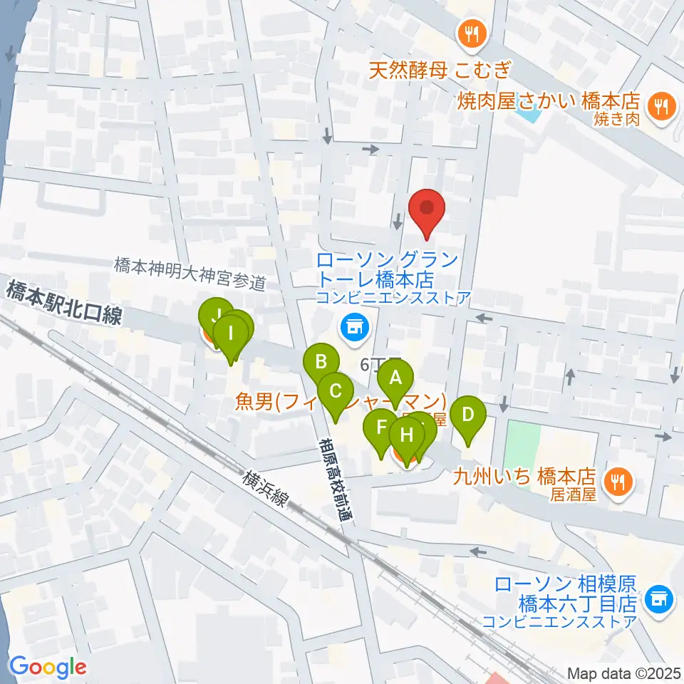 Piacere Music School 橋本教室周辺のファミレス・ファーストフード一覧地図