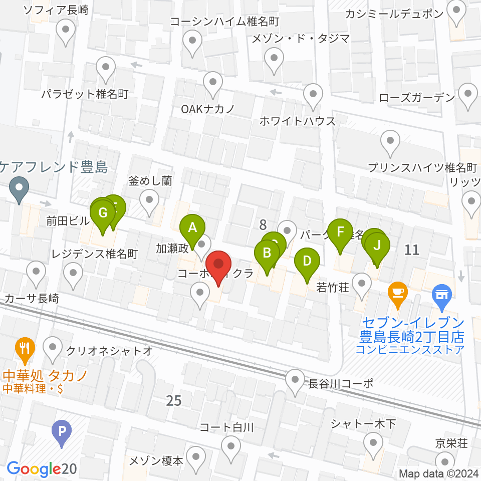 バッハはうす周辺のファミレス・ファーストフード一覧地図