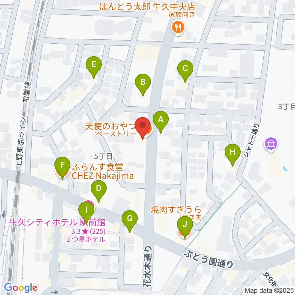 セイワ楽器 牛久センター周辺のファミレス・ファーストフード一覧地図
