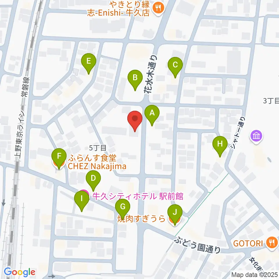 セイワ楽器 牛久センター周辺のファミレス・ファーストフード一覧地図