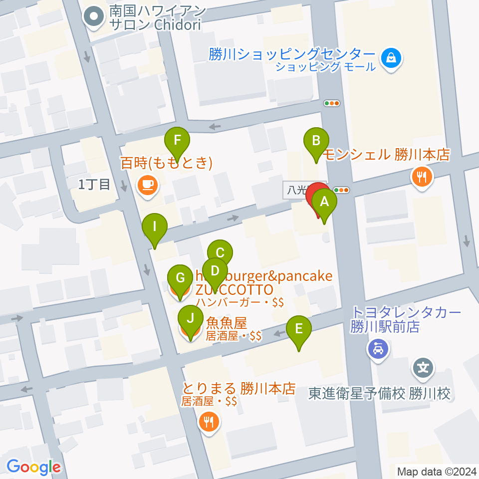 JUNSEI GUITARS周辺のファミレス・ファーストフード一覧地図