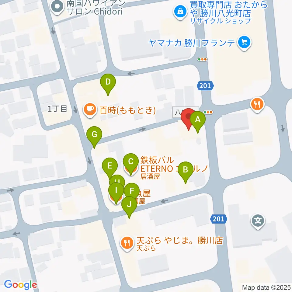ジュンセイギターズ周辺のファミレス・ファーストフード一覧地図