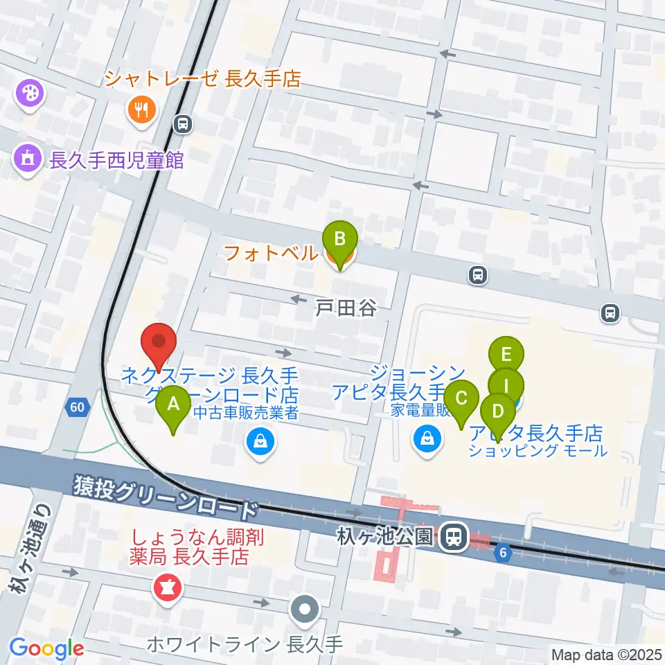 安立ピアノ&ハープ研究所周辺のファミレス・ファーストフード一覧地図