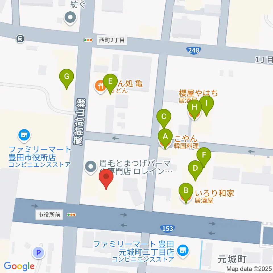 第一楽器 豊田元城店周辺のファミレス・ファーストフード一覧地図