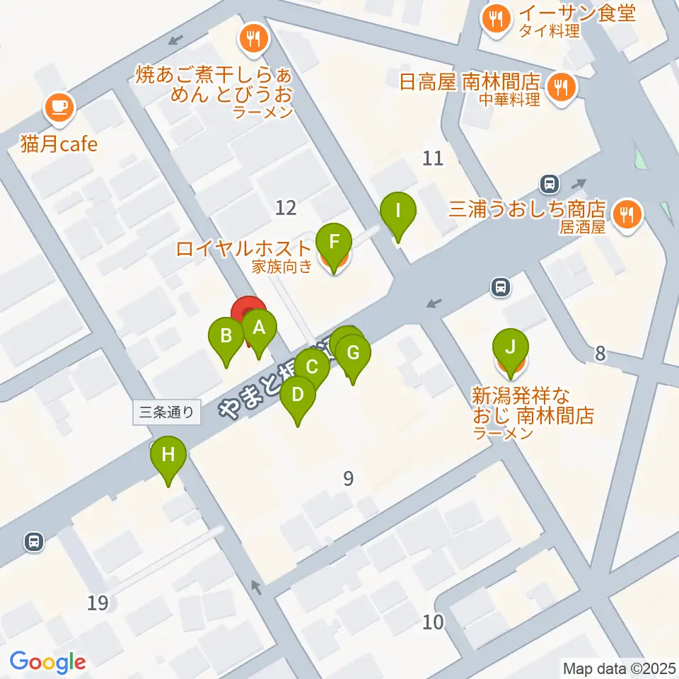 みゆき音楽アトリエ周辺のファミレス・ファーストフード一覧地図