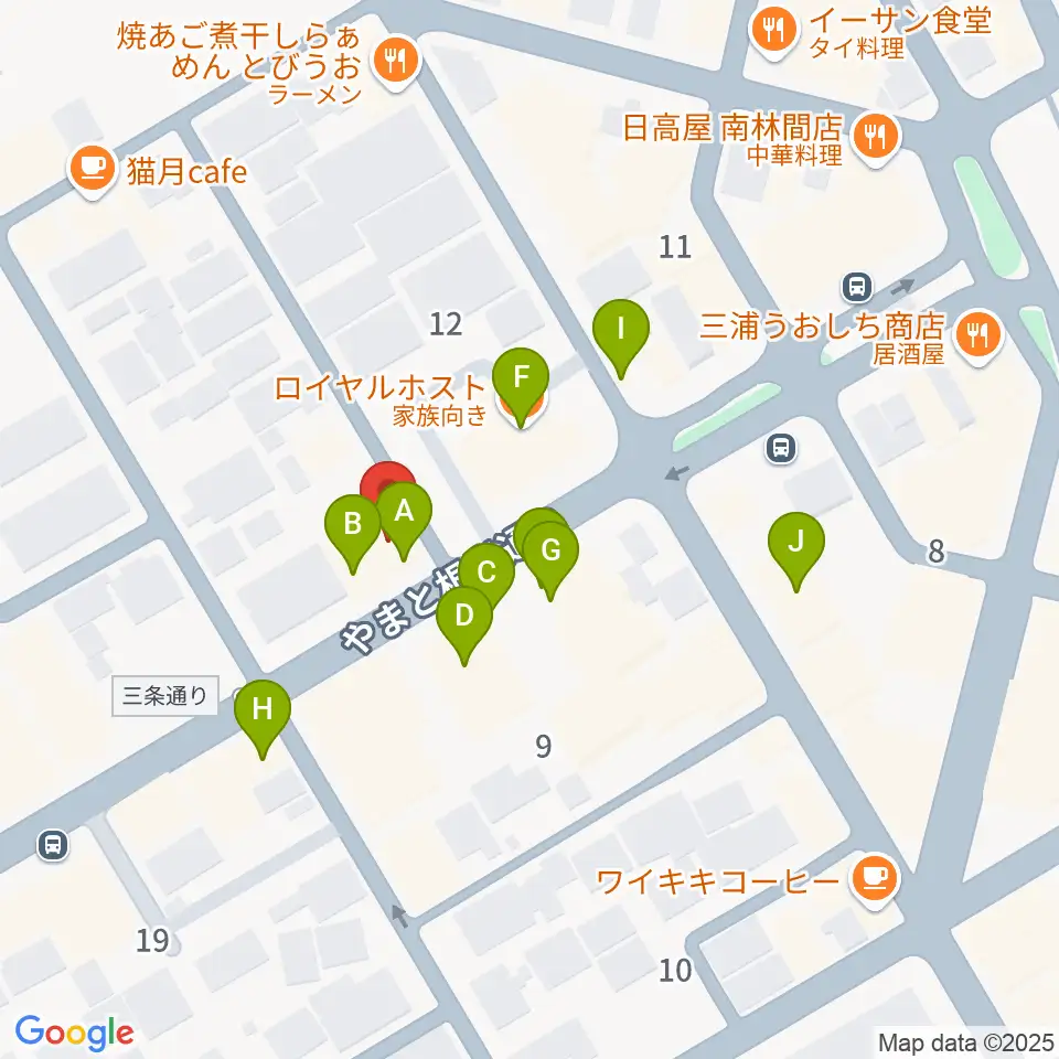 みゆき音楽アトリエ周辺のファミレス・ファーストフード一覧地図