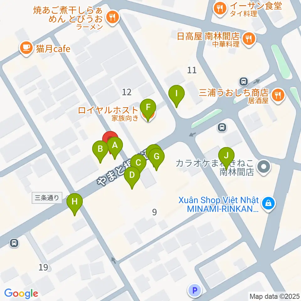 みゆき音楽アトリエ周辺のファミレス・ファーストフード一覧地図