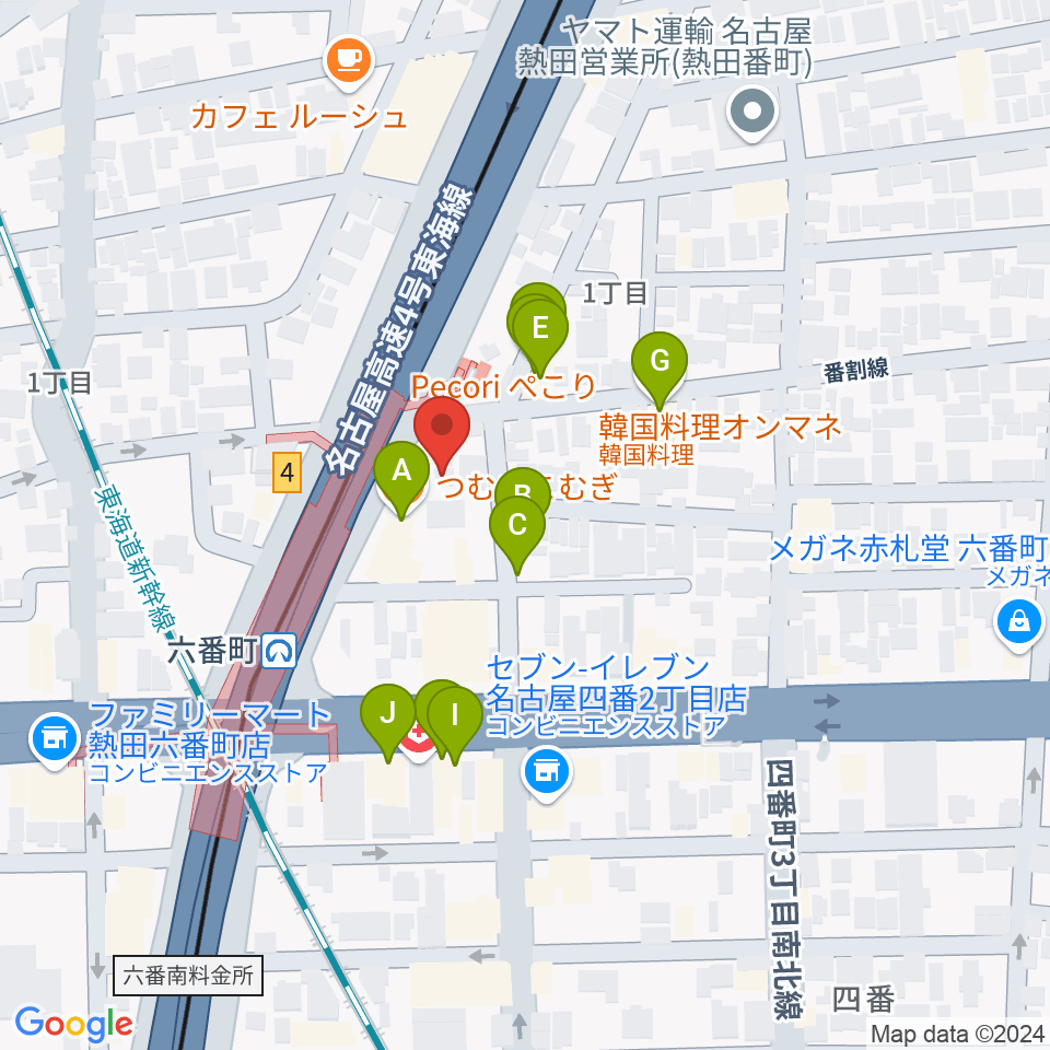 熱田センター ヤマハミュージック周辺のファミレス・ファーストフード一覧地図