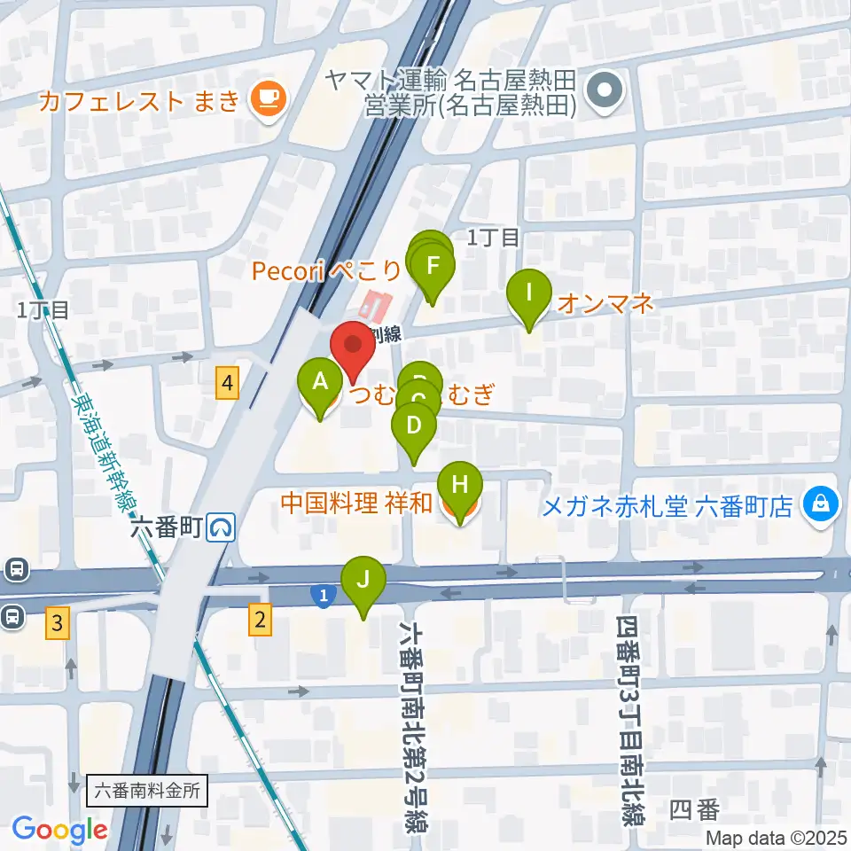 熱田センター ヤマハミュージック周辺のファミレス・ファーストフード一覧地図