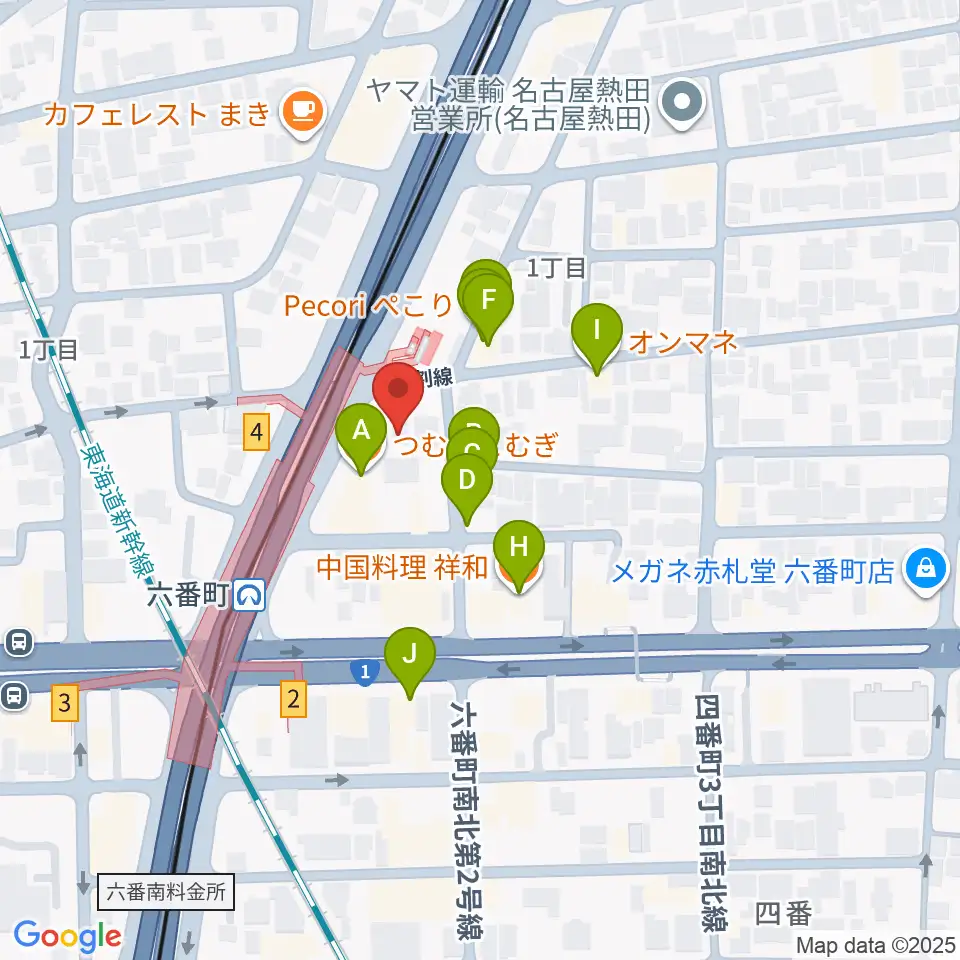 熱田センター ヤマハミュージック周辺のファミレス・ファーストフード一覧地図