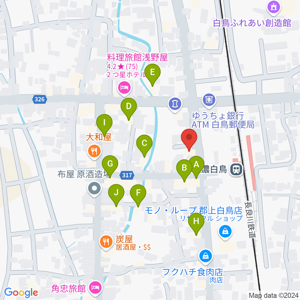 上田楽器店周辺のファミレス・ファーストフード一覧地図