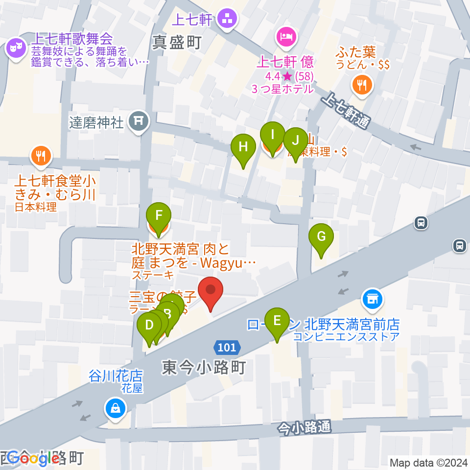 上手楽器周辺のファミレス・ファーストフード一覧地図