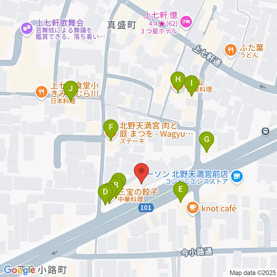 上手楽器周辺のファミレス・ファーストフード一覧地図