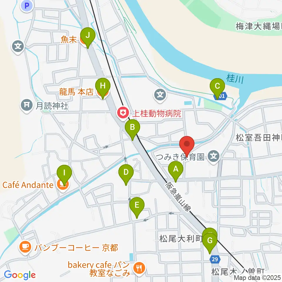 有限会社 永野ピアノ周辺のファミレス・ファーストフード一覧地図